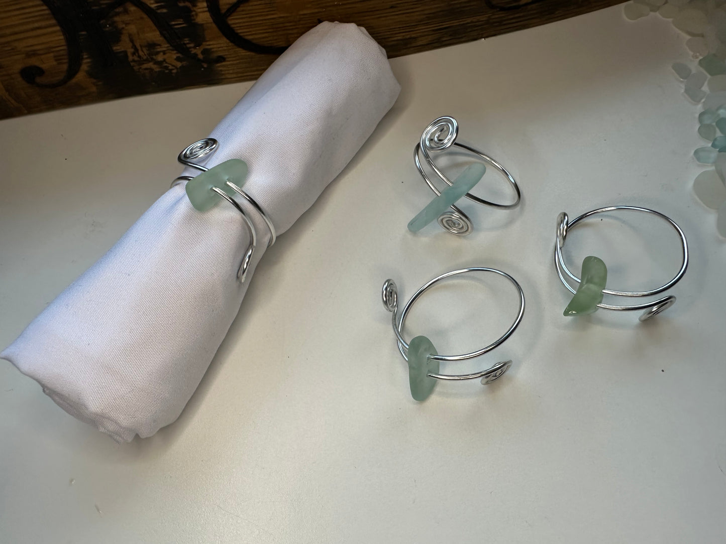 Sea glass napkin ring