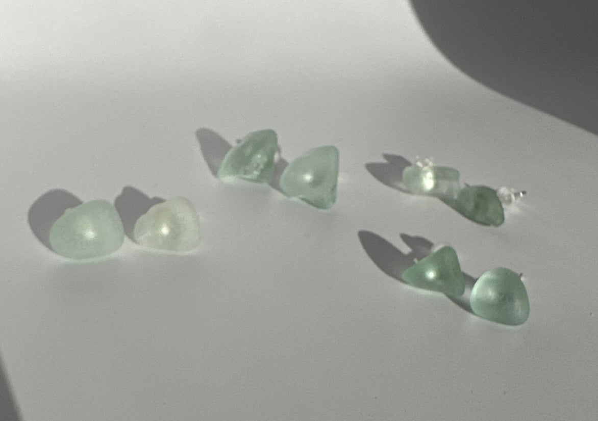 Scottish sea glass studs - sterling silver stud earrings - BespokeByAileen