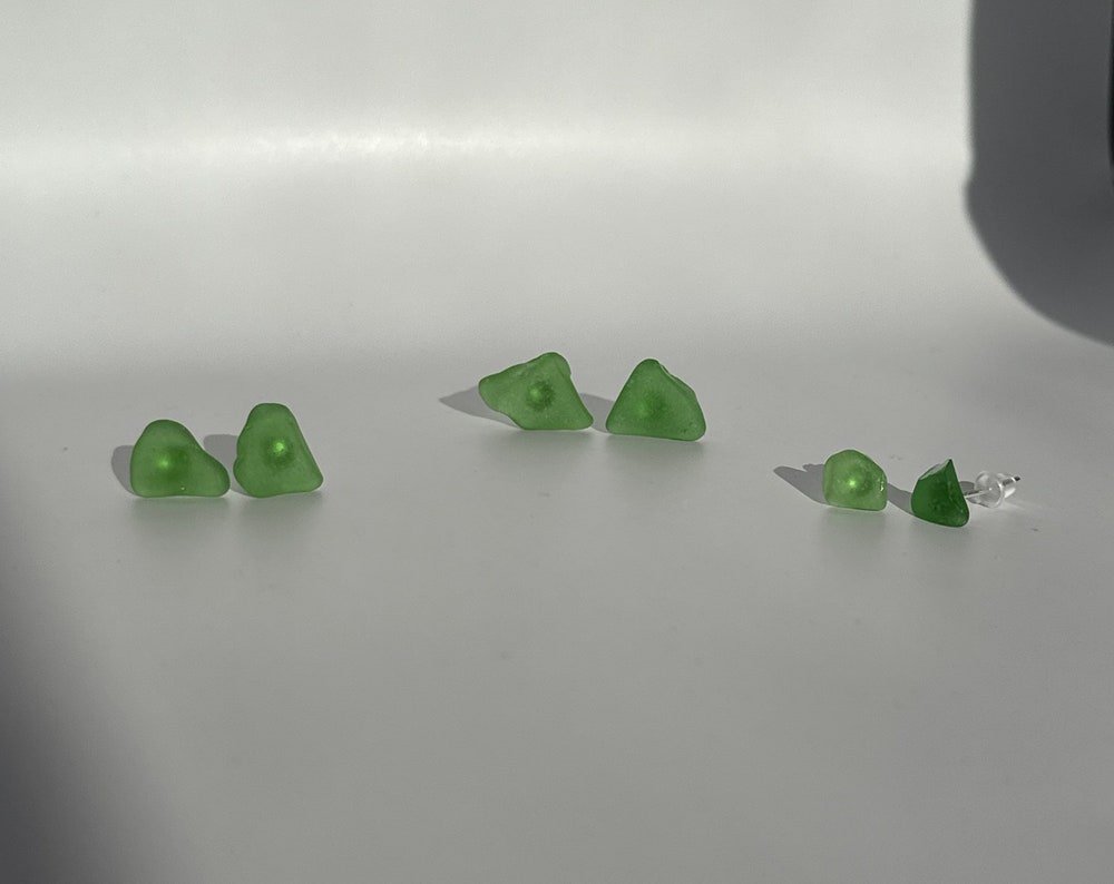 Scottish sea glass studs - sterling silver stud earrings - BespokeByAileen