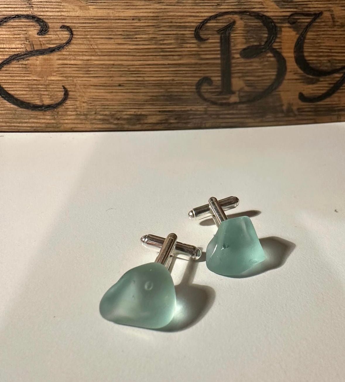 Sea glass cufflinks - BespokeByAileen