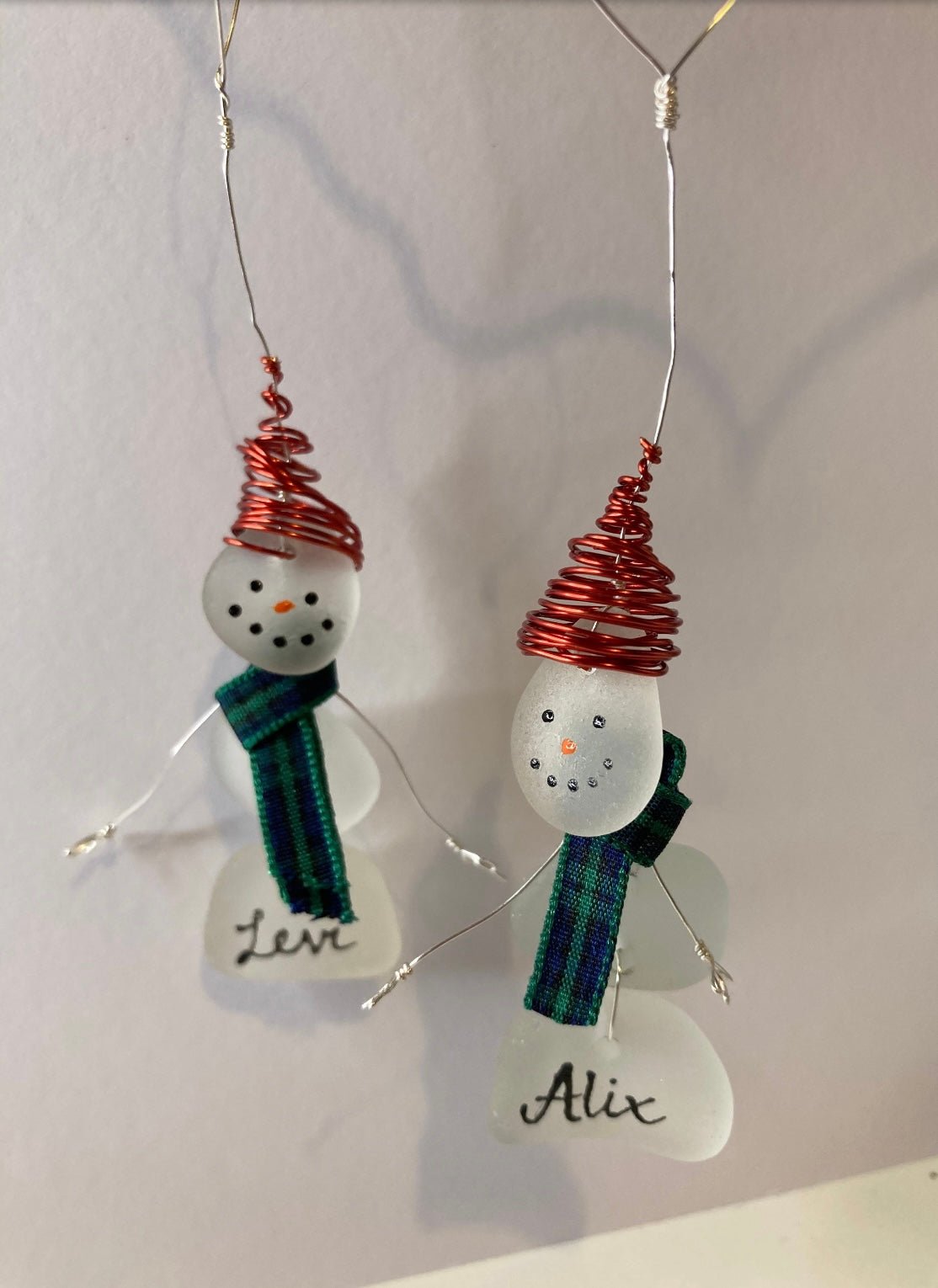 Seaglass snowman Christmas decoration - BespokeByAileen