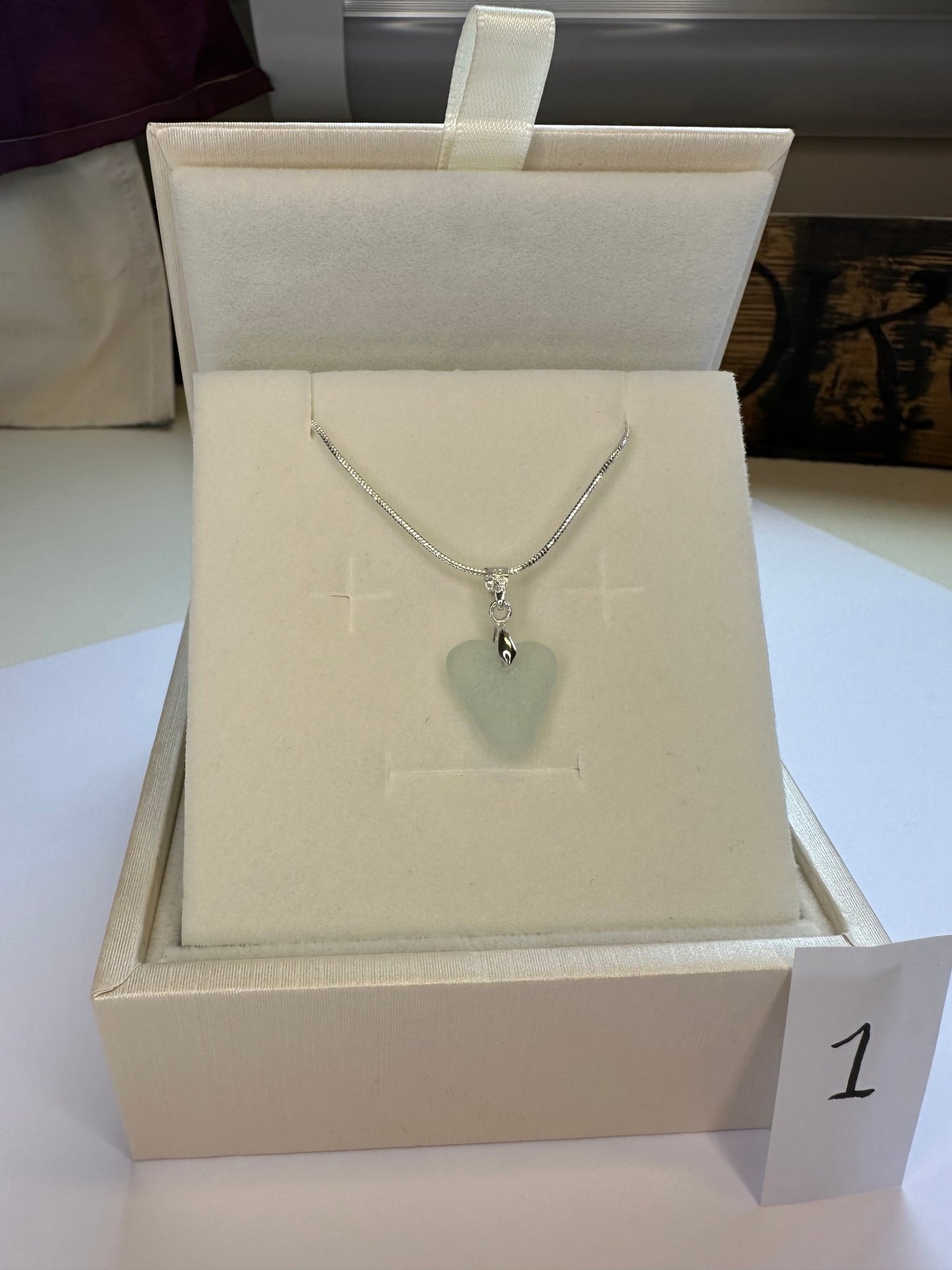 Seaglass & Sterling Silver love heart necklace - BespokeByAileen