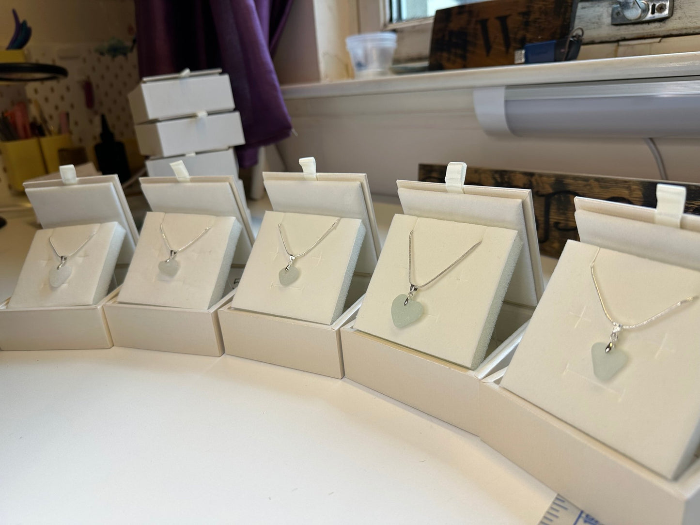 Seaglass & Sterling Silver love heart necklace - BespokeByAileen