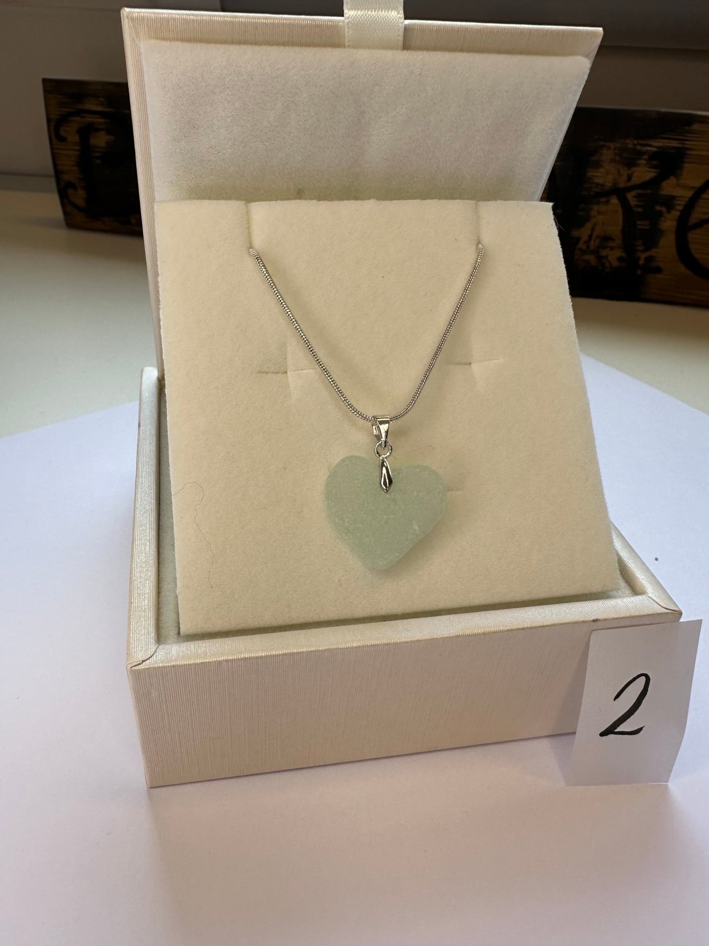 Seaglass & Sterling Silver love heart necklace - BespokeByAileen
