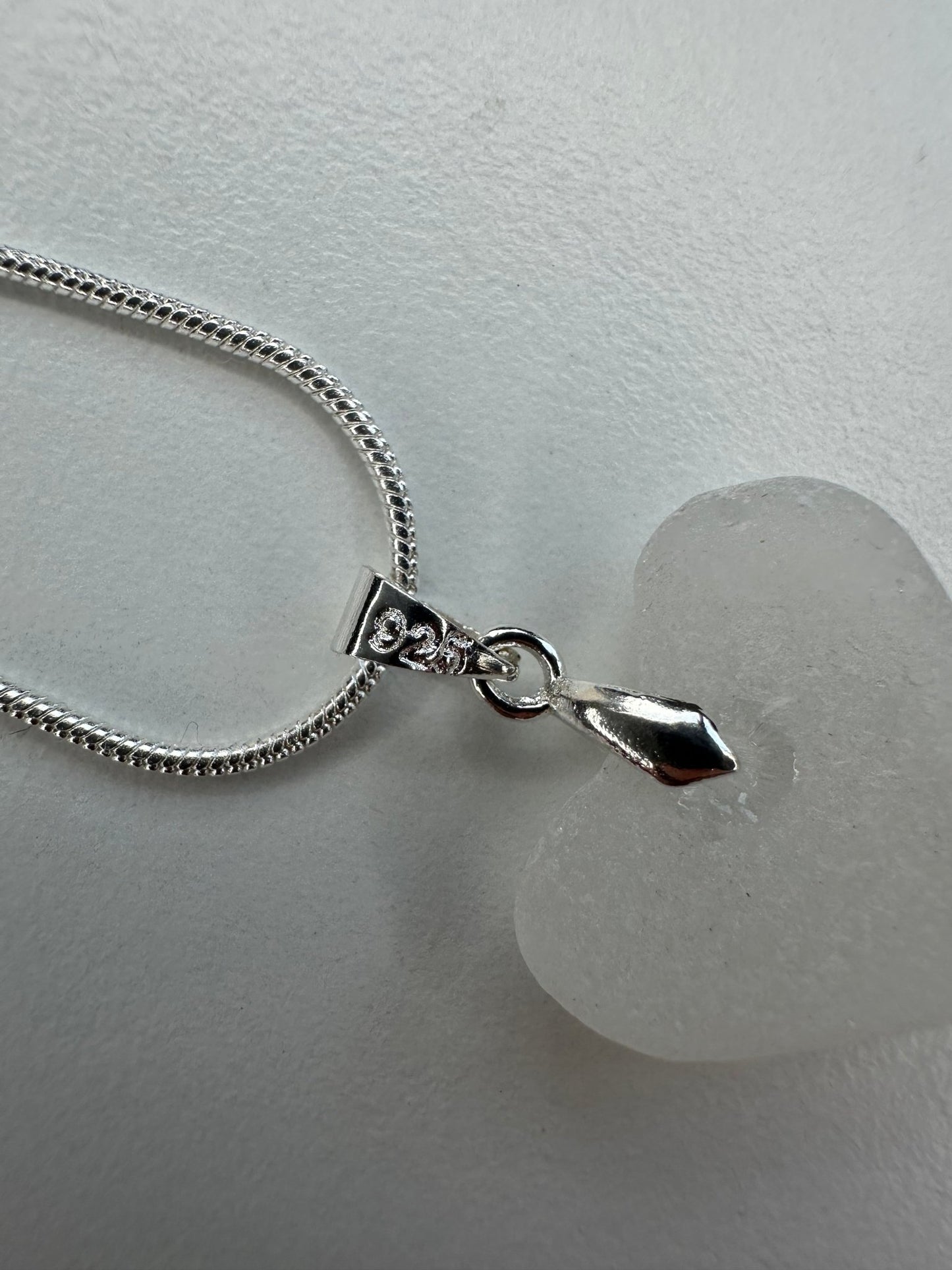 Seaglass & Sterling Silver love heart necklace - BespokeByAileen