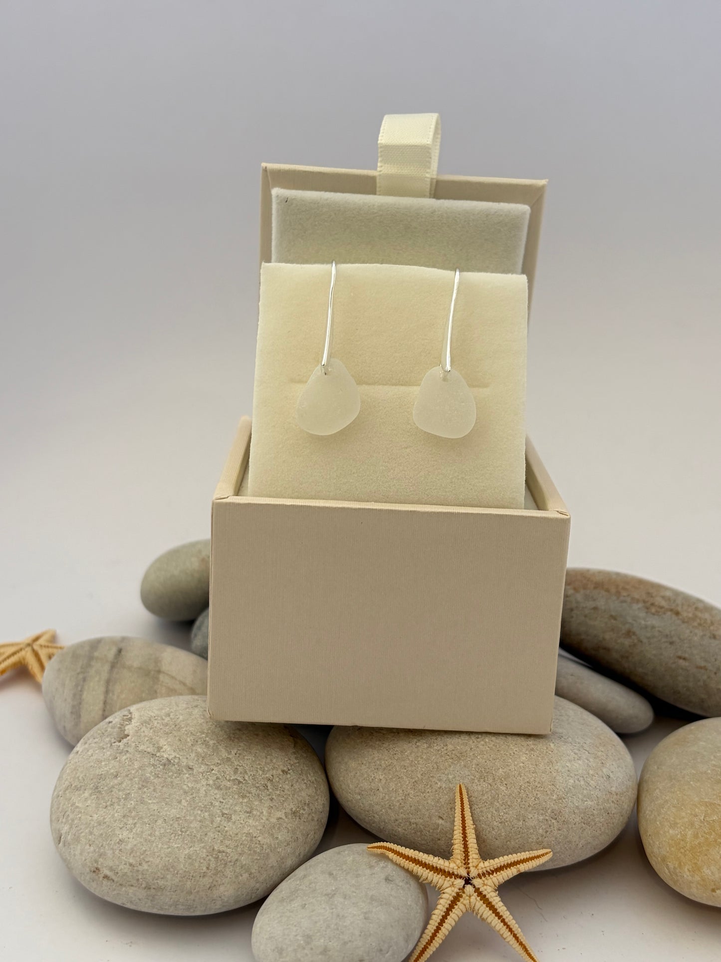 Scottish sea glass drop earrings - sterling silver