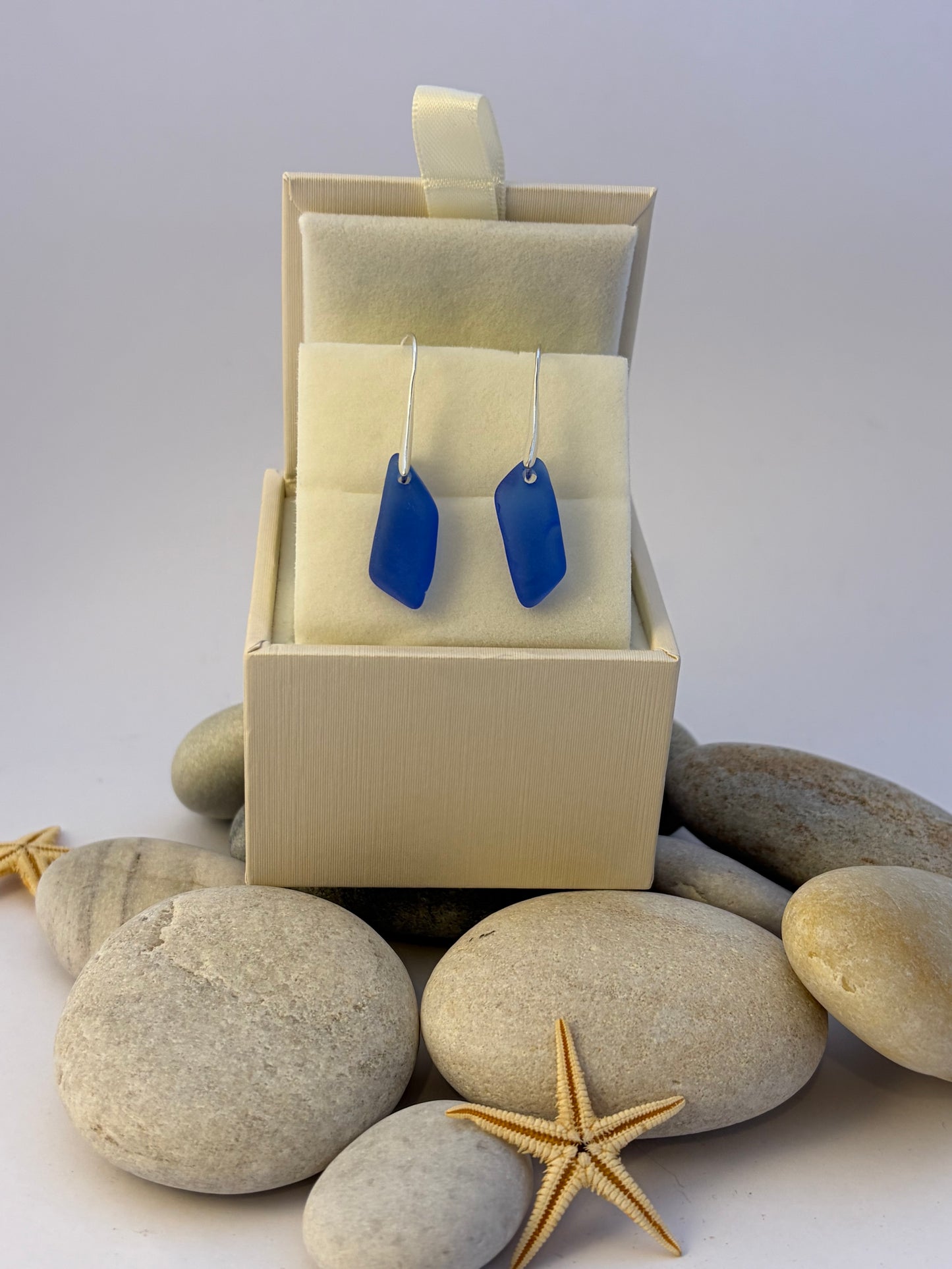 Scottish sea glass drop earrings - sterling silver