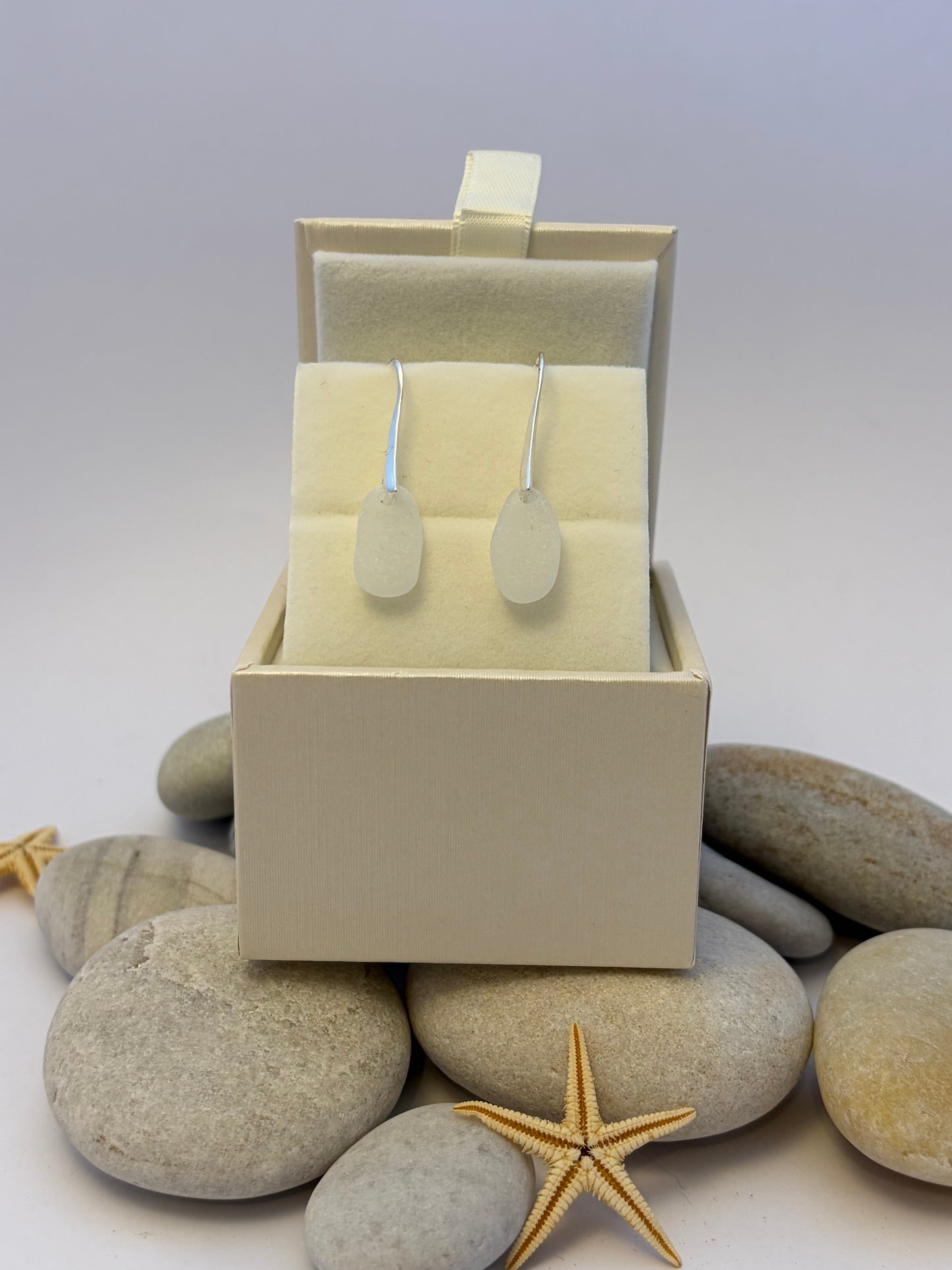 Scottish sea glass drop earrings - sterling silver