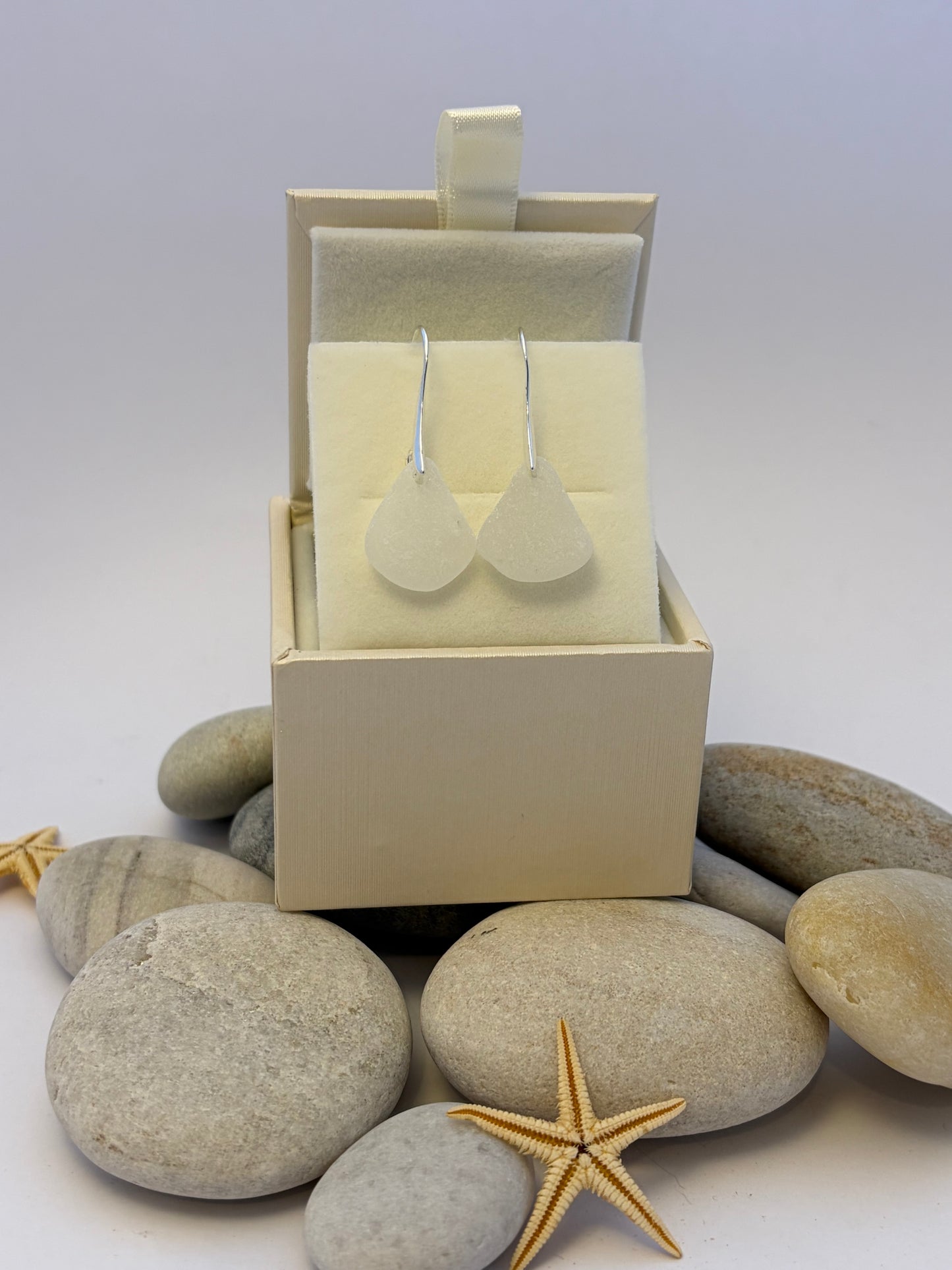 Scottish sea glass drop earrings - sterling silver