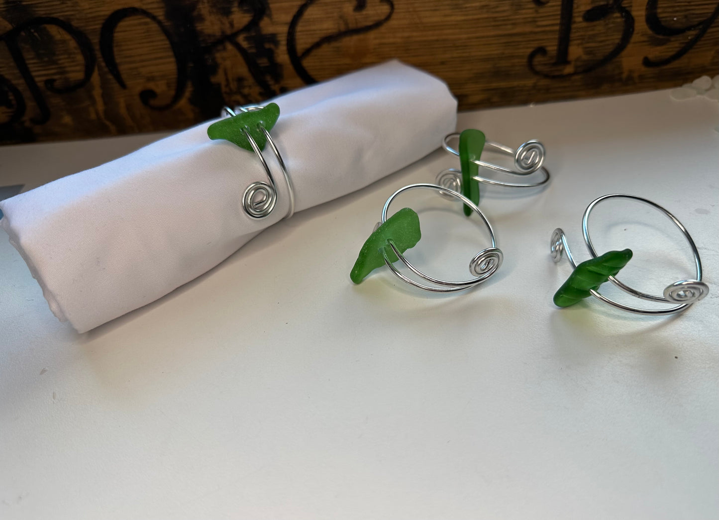 Sea glass napkin ring