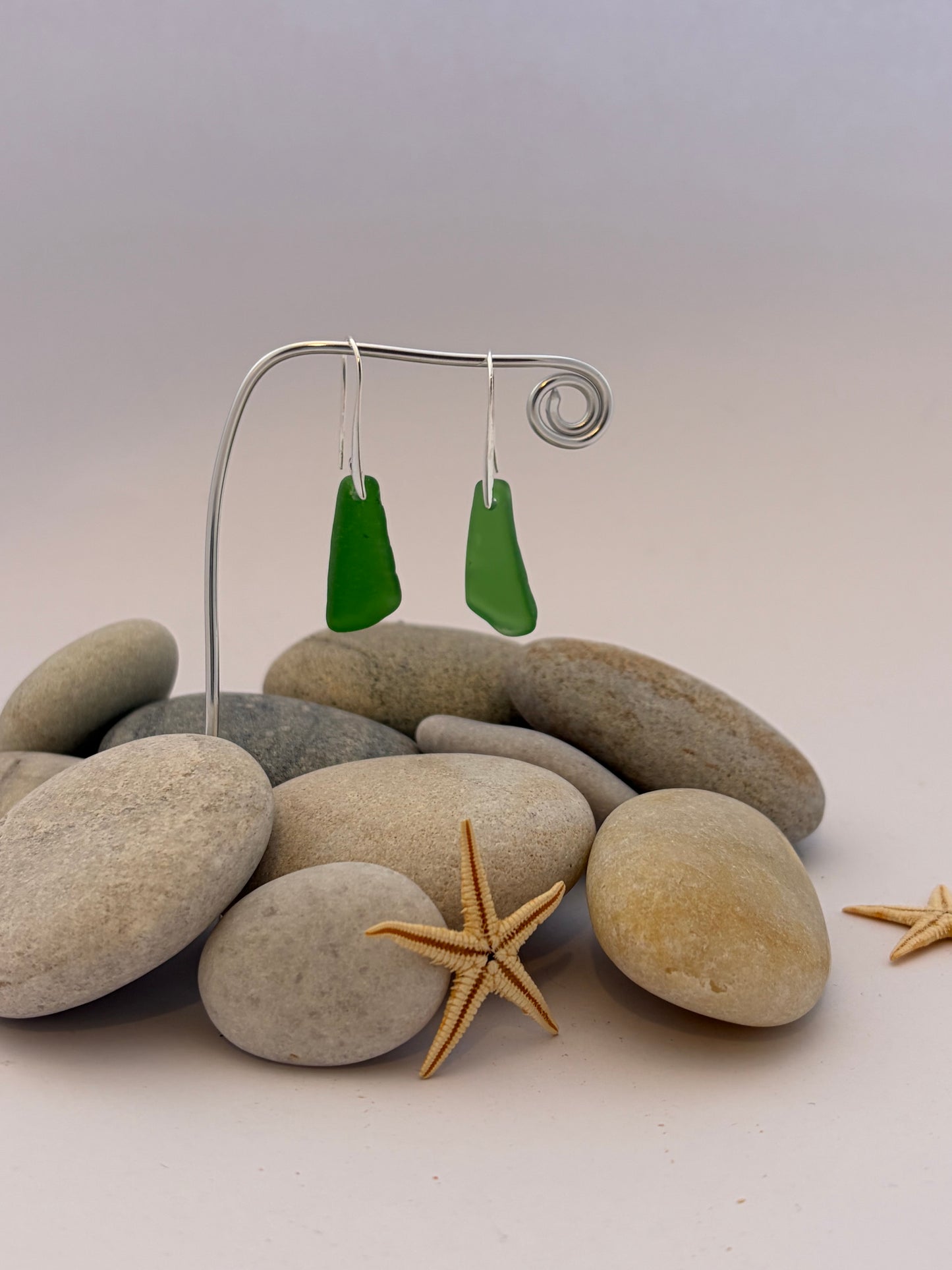 Scottish sea glass drop earrings - sterling silver