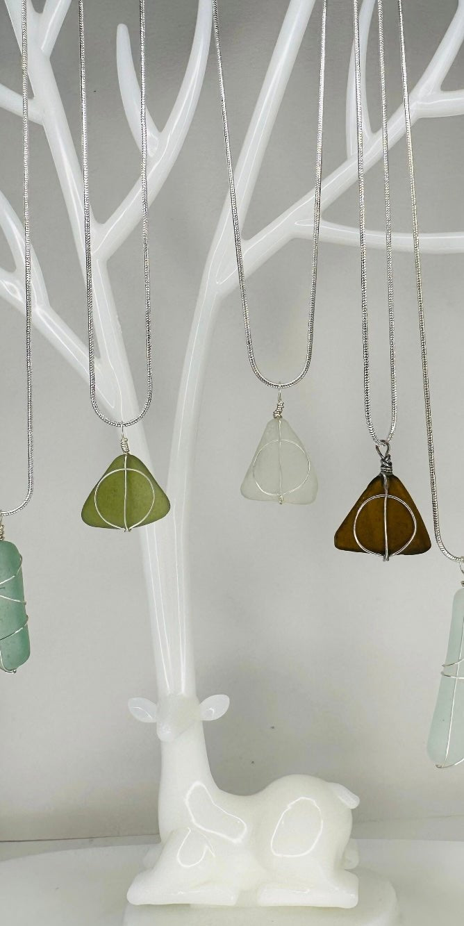 Harry Potter Deathly Hallows sea glass necklace - BespokeByAileen