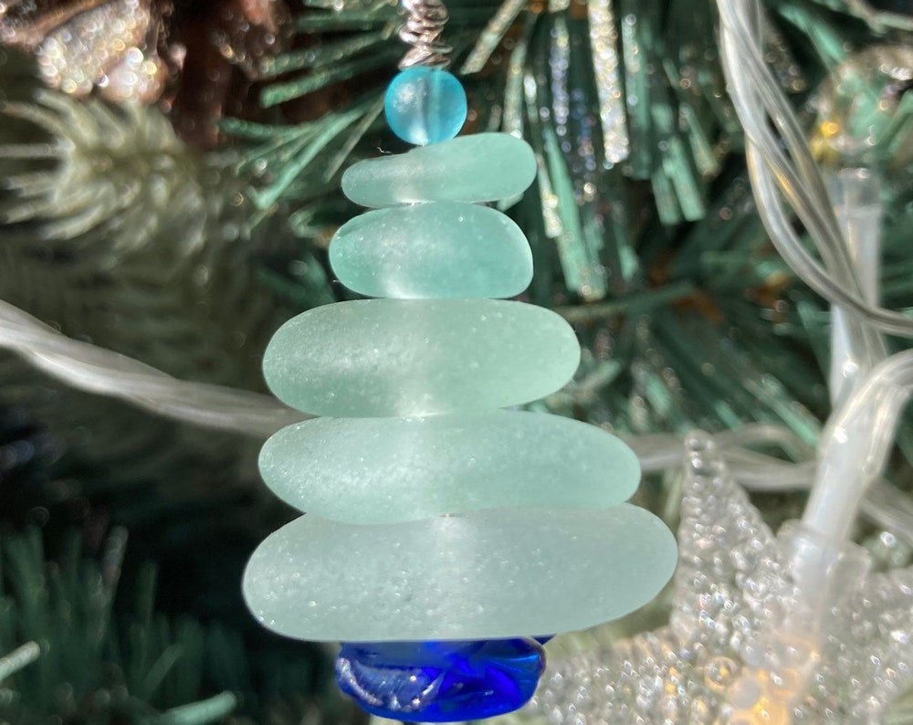 Seaglass Christmas tree decorations - BespokeByAileen